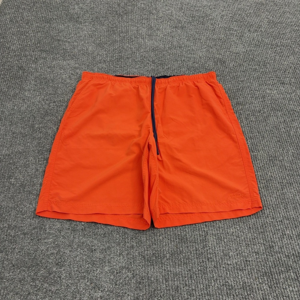 LL Bean Shorts Mens L Orange Nylon Supplex Mesh Lined Athletic Gorpcore